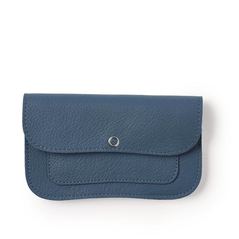 Cute Womens Dark Blue Leather Envelope Wallet Slim Clutch Purse Checkb –  Feltify