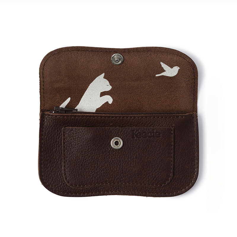 Wallet, Cat Chase Small, Dark Brown used look