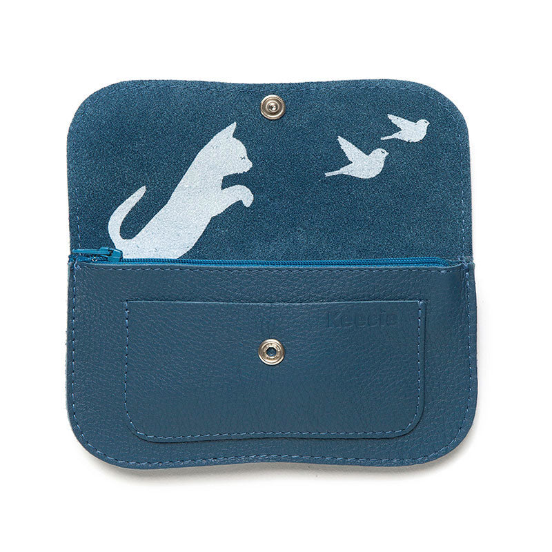 Wallet, Cat Chase Medium, Faded Blue